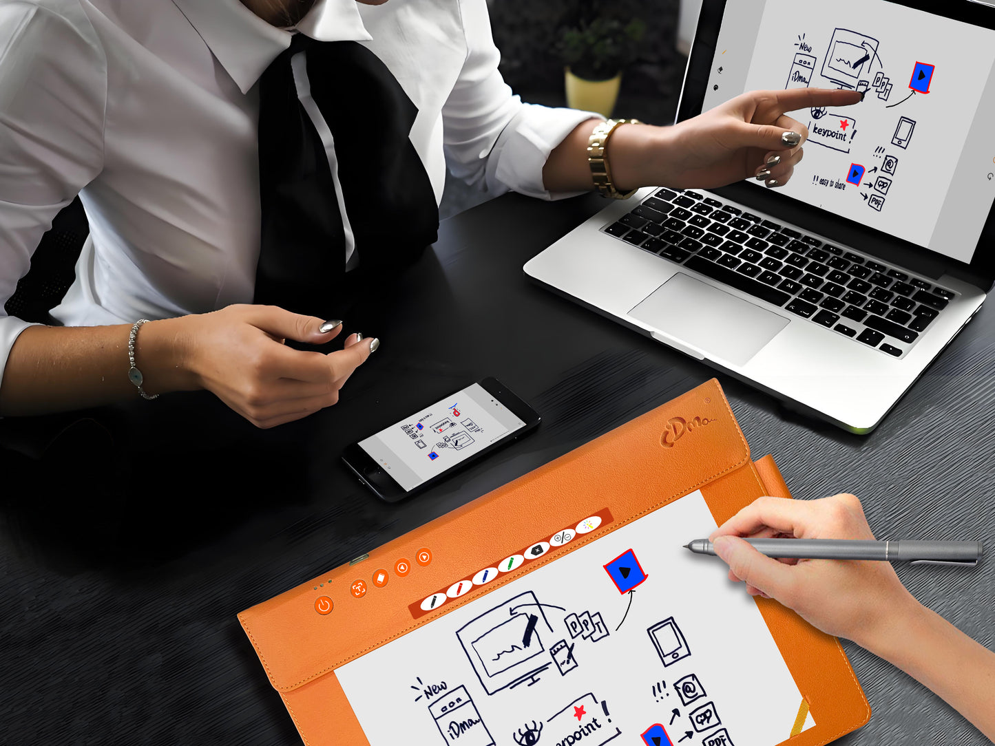 iDma Orange Smart Handwriting Notebook Bluetooth Connected, All - Device Sync Regular Paper