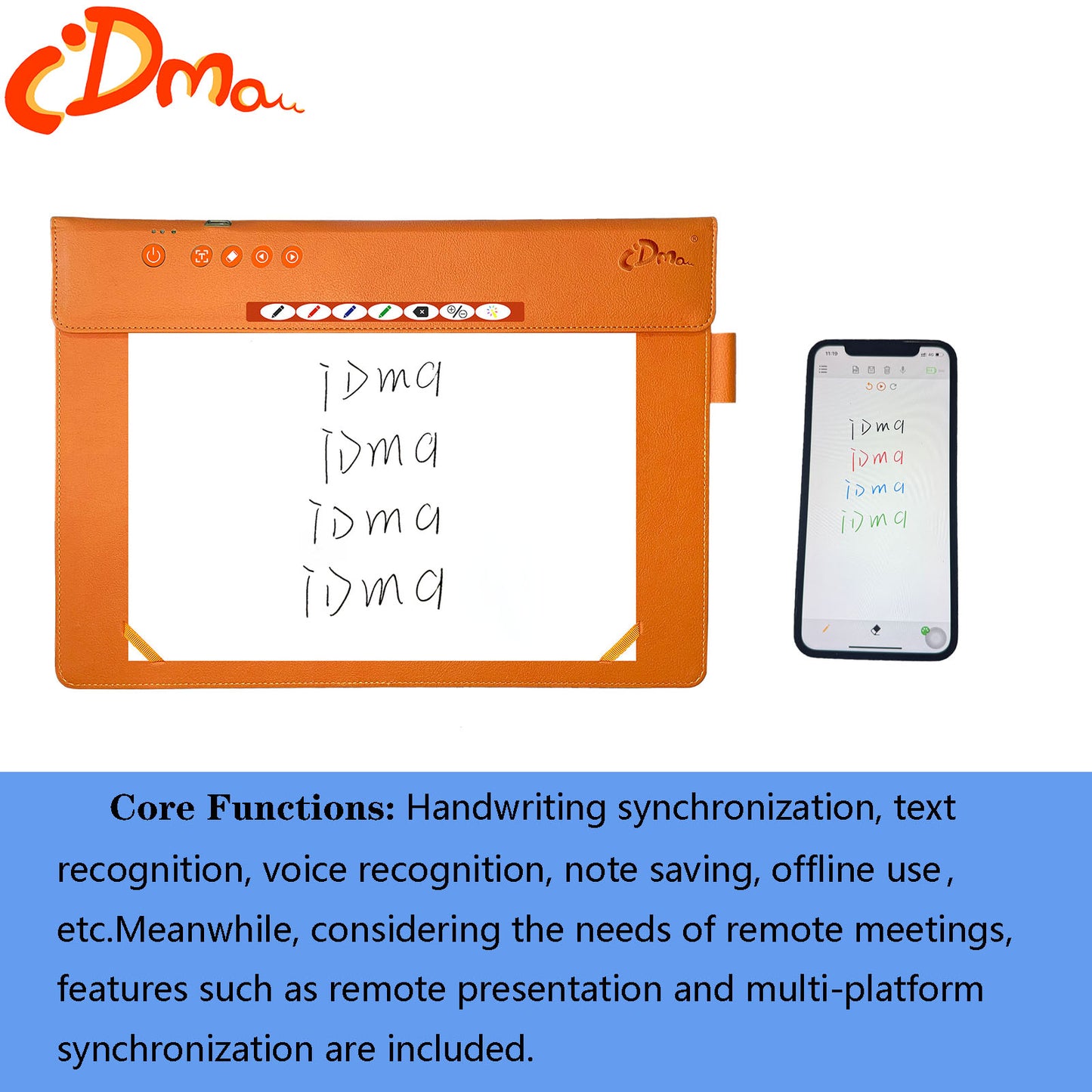 iDma Orange Smart Handwriting Notebook Bluetooth Connected, All - Device Sync Regular Paper